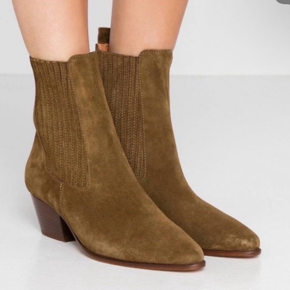 NWB SANDRO Amelya Suede Ankle Boots Women’s Size 36‎ Kaki - Picture 10 of 10